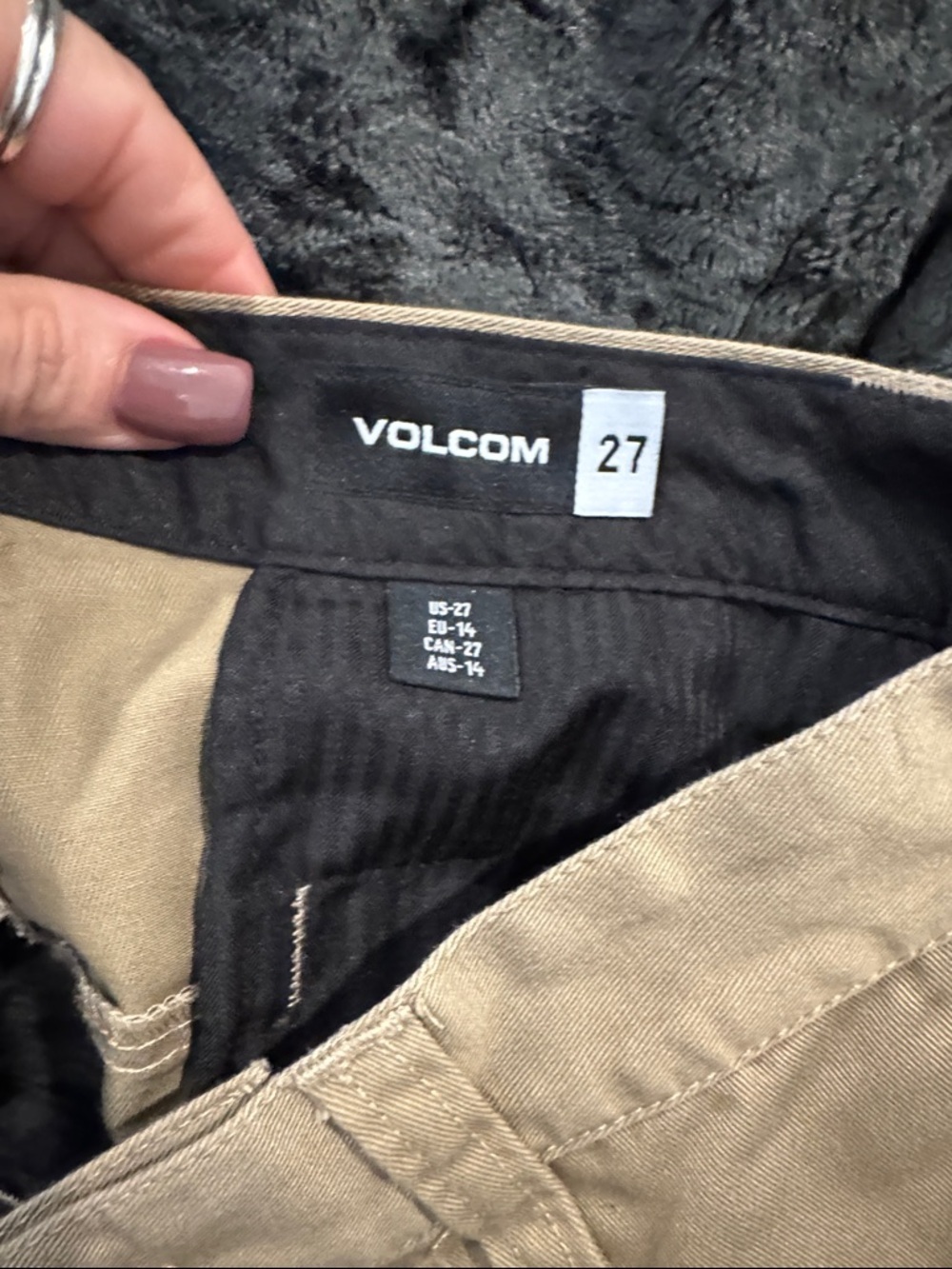 Volcom Men's Flat Front Shorts in Khaki Brown - Picture 8 of 9